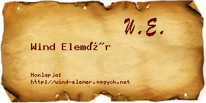 Wind Elemér névjegykártya